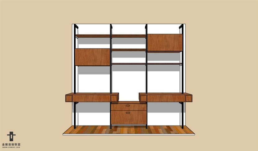 SketchUp草图大师平开门衣柜SU模型Wardrobe-001SKP模型