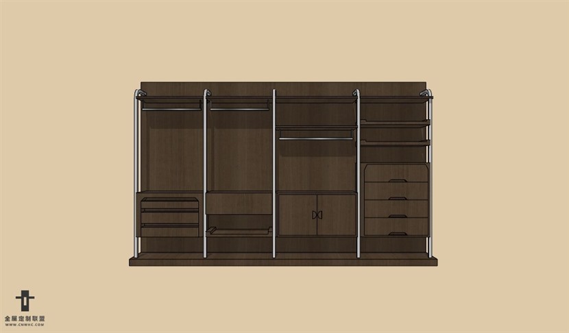 SketchUp草图大师开放式衣柜iSU模型Wardrobe-002SKP模型