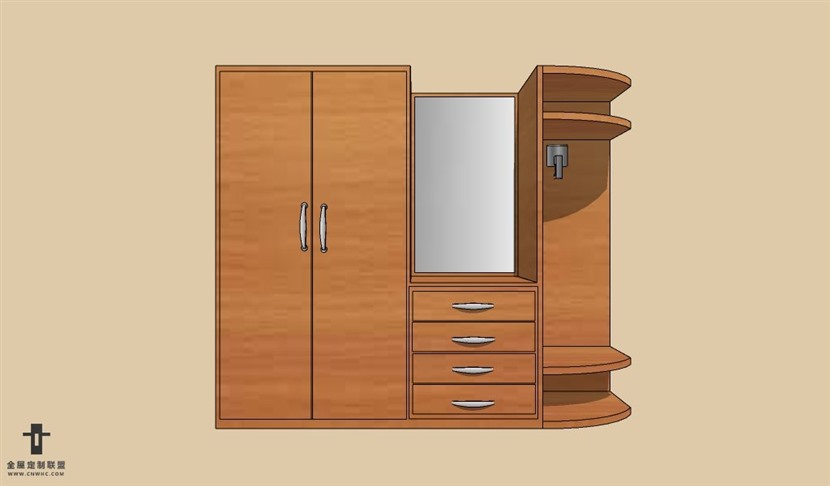 SketchUp草图大师平开门衣柜SU模型Wardrobe-011SKP模型