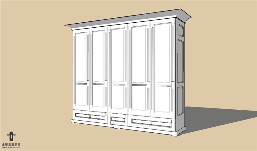 SketchUp草图大师欧式衣橱衣柜SU模型Wardrobe-012SKP模型