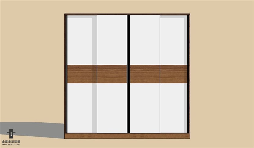 SketchUp草图大师移门衣柜SU模型下载Wardrobe-012SKP模型