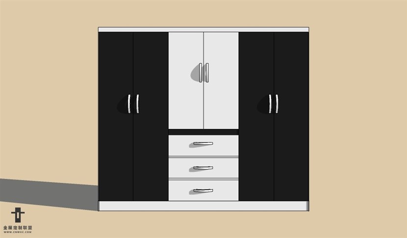 SketchUp草图大师平开门衣柜SU模型Wardrobe-015SKP模型