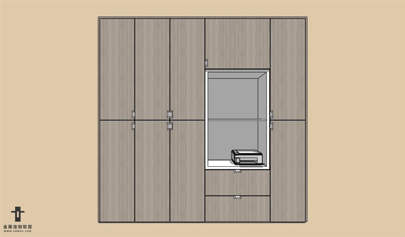 SketchUp草图大师平开门衣柜SU模型下载Wardrobe-018SKP模型