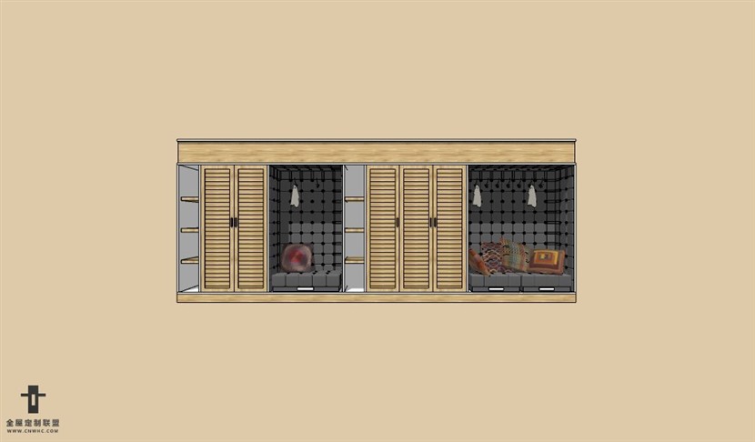 SketchUp草图大师平开门衣柜SU模型Wardrobe-020SKP模型