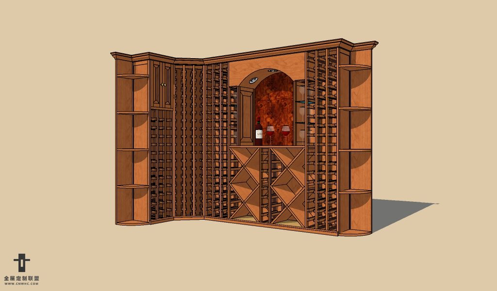 SketchUp草图大师美式风格酒柜SU模型下载WineCabinet 010SKP模型