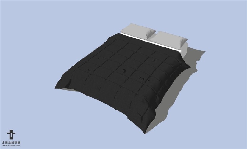 SketchUp草图大师现代简约风格双人床SU模型下载-014SKP模型