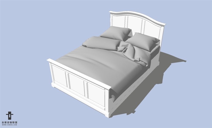 SketchUp草图大师现代简约风格双人床SU模型下载-063SKP模型