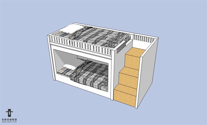 SketchUp草图大师现代简约风格上下铺SU模型下载-137SKP模型