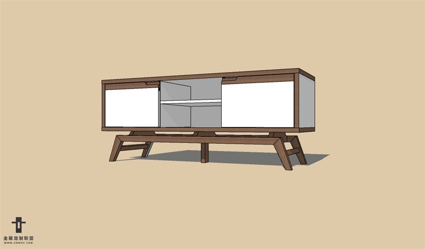 SketchUp草图大师北欧风格电视柜SU模型下载Cabinet 010SKP模型