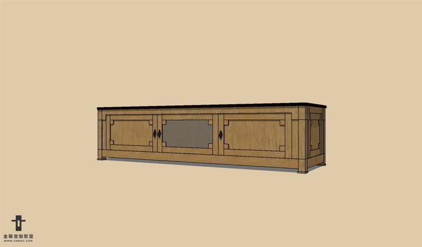 SketchUp草图大师中式电视柜SU模型下载Cabinet 019SKP模型