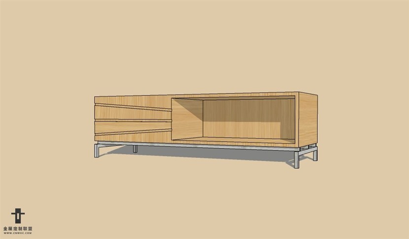 SketchUp草图大师现代风格电视柜SU模型下载Cabinet 020SKP模型