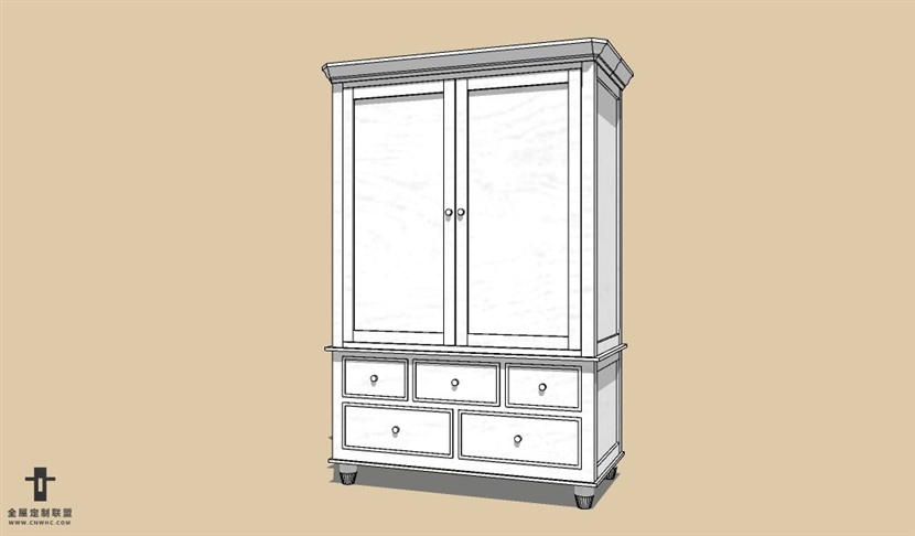 SketchUp草图大师欧式风格五斗柜SU模型 022SKP模型