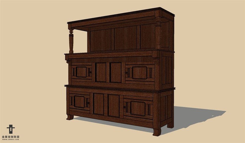 SketchUp草图大师欧式柜子储物柜SU模型下载cabinet-028SKP模型