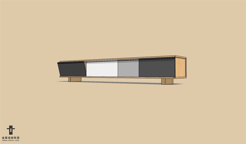 SketchUp草图大师北欧风格电视柜SU模型下载Cabinet 029SKP模型