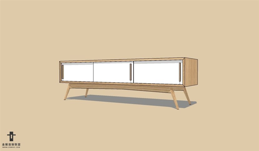 SketchUp草图大师北欧风格电视柜SU模型下载Cabinet 031SKP模型