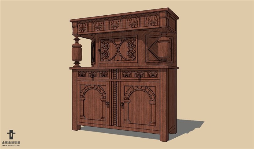 SketchUp草图大师欧式柜子储物柜SU模型下载cabinet-032SKP模型