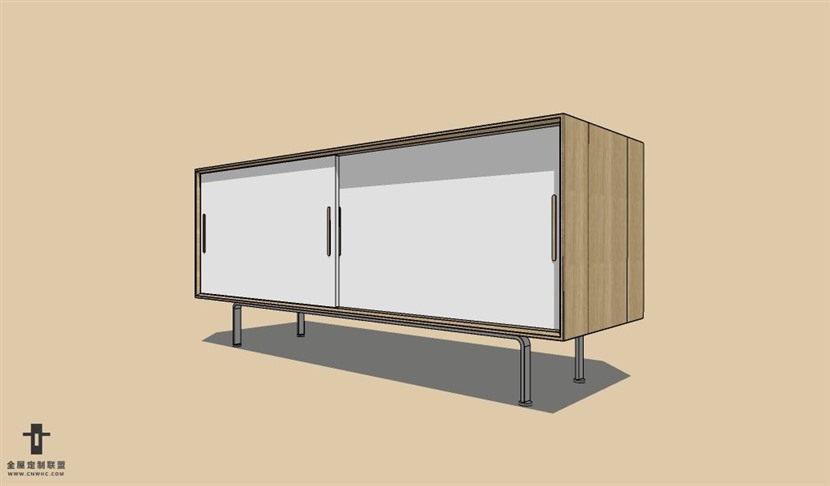 SketchUp草图大师北欧风格电视柜SU模型下载Cabinet 035SKP模型