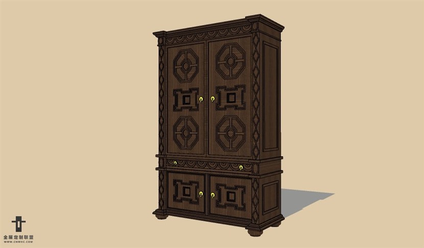 SketchUp草图大师欧式柜子储物柜SU模型下载cabinet-038SKP模型