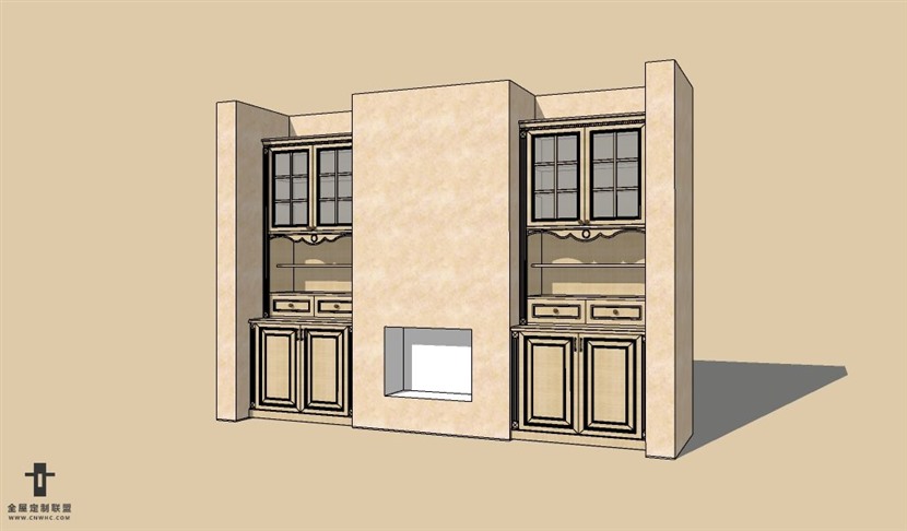 SketchUp草图大师欧式柜子储物柜SU模型下载cabinet-043SKP模型