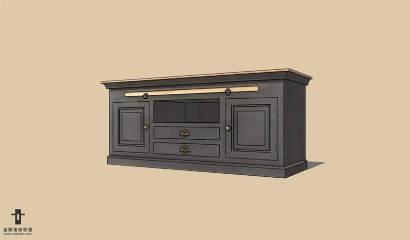 SketchUp草图大师欧式风格电视柜SU模型下载Cabinet 048SKP模型