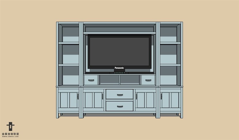 SketchUp草图大师欧式风格电视柜SU模型下载Cabinet 052SKP模型