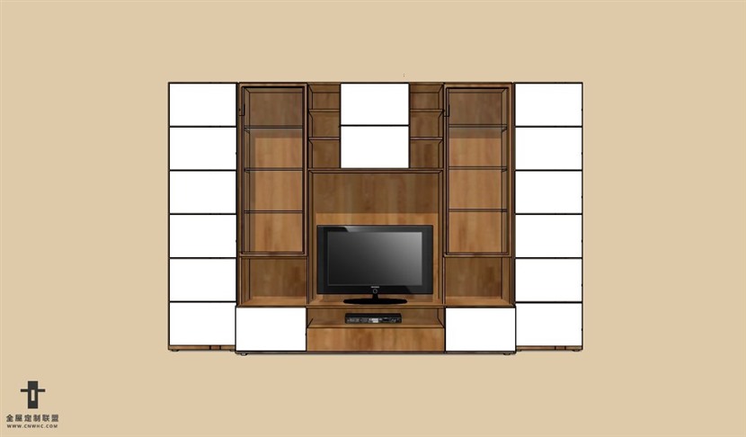 SketchUp草图大师现代风格电视柜SU模型下载Cabinet 055SKP模型