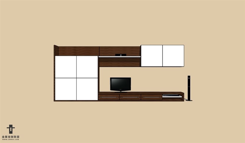 SketchUp草图大师现代风格电视柜SU模型下载Cabinet 059SKP模型