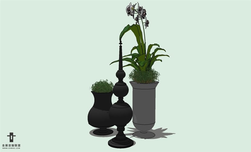 SketchUp草图大师室内植物盆栽SU模型下载plants-005SKP模型