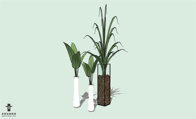 SketchUp草图大师室内植物盆栽SU模型下载plants-006SKP模型