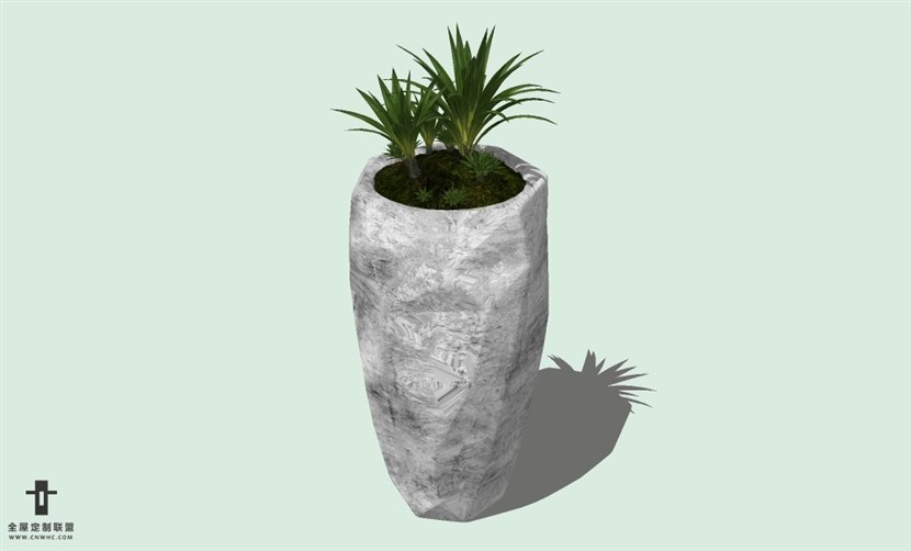 SketchUp草图大师室内植物盆景花草盆栽SU模型下载plants-054SKP模型