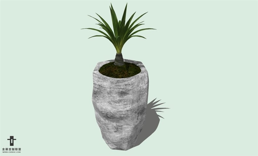 SketchUp草图大师室内植物盆景花草盆栽SU模型下载plants-056SKP模型