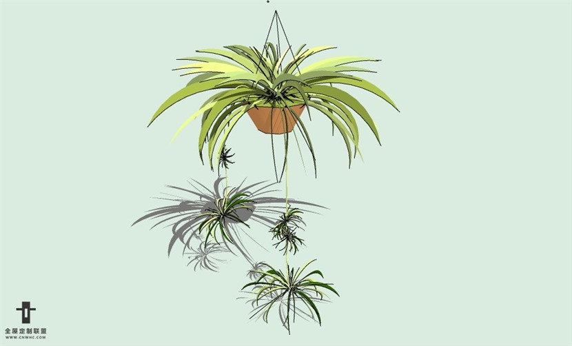 SketchUp草图大师室内植物盆景花草吊篮盆栽SU模型下载plants-069SKP模型