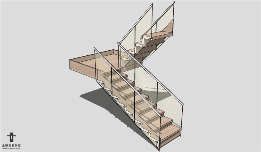 SketchUp草图大师建筑构建楼梯SU模型下载Stairs-002SKP模型