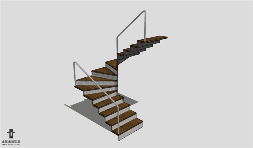 SketchUp草图大师建筑构建楼梯SU模型下载Stairs-007SKP模型