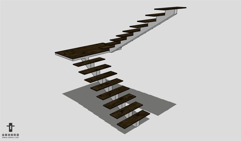 SketchUp草图大师建筑构建楼梯SU模型下载Stairs-008SKP模型