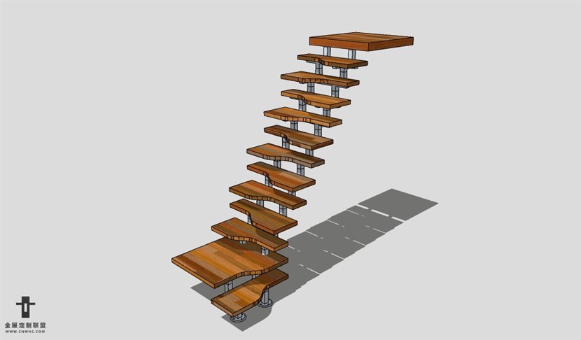 SketchUp草图大师建筑构建楼梯SU模型下载Stairs-009SKP模型