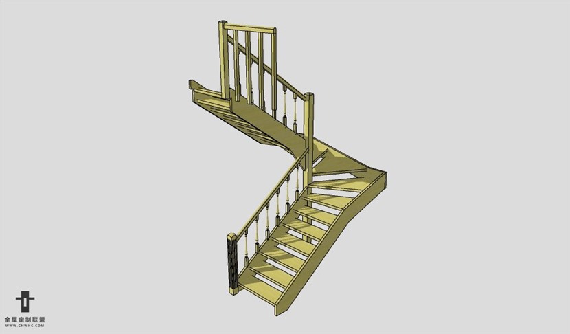 SketchUp草图大师建筑构建楼梯SU模型下载Stairs-011SKP模型