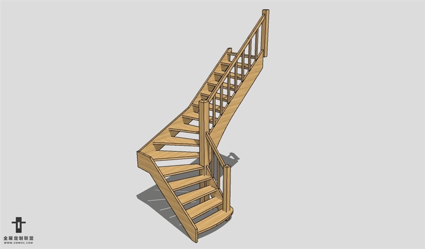 SketchUp草图大师建筑构建楼梯SU模型下载Stairs-012SKP模型