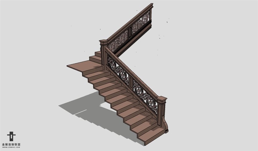 SketchUp草图大师建筑构建楼梯SU模型下载Stairs-013SKP模型