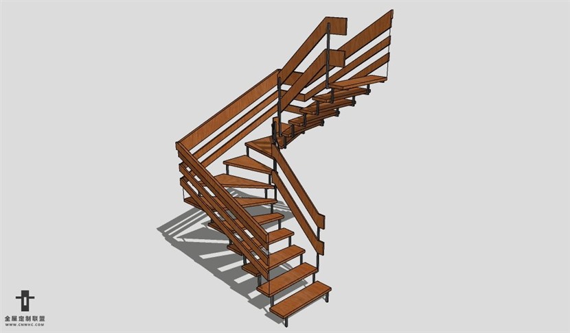 SketchUp草图大师建筑构建楼梯SU模型下载Stairs-019SKP模型