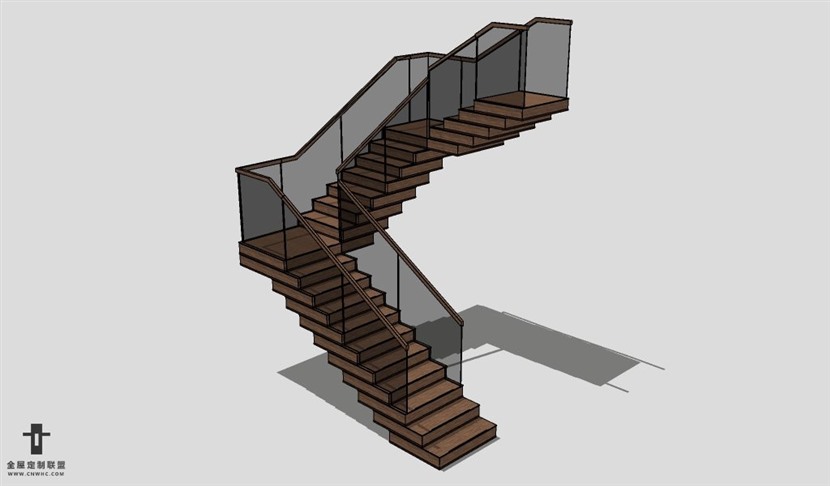 SketchUp草图大师建筑构建楼梯SU模型下载Stairs-025SKP模型