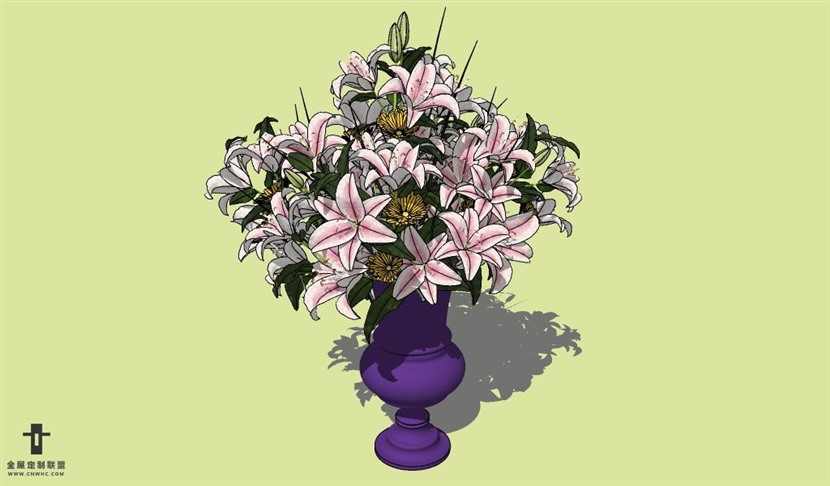 SketchUp草图大师花卉植物花瓶SU模型Vase-008SKP模型