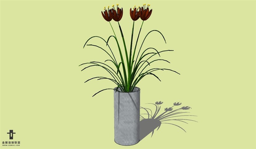 SketchUp草图大师花卉植物花瓶SU模型Vase-009SKP模型