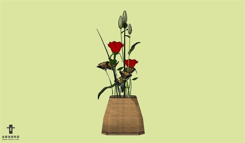 SketchUp草图大师花卉植物花瓶SU模型Vase-010SKP模型