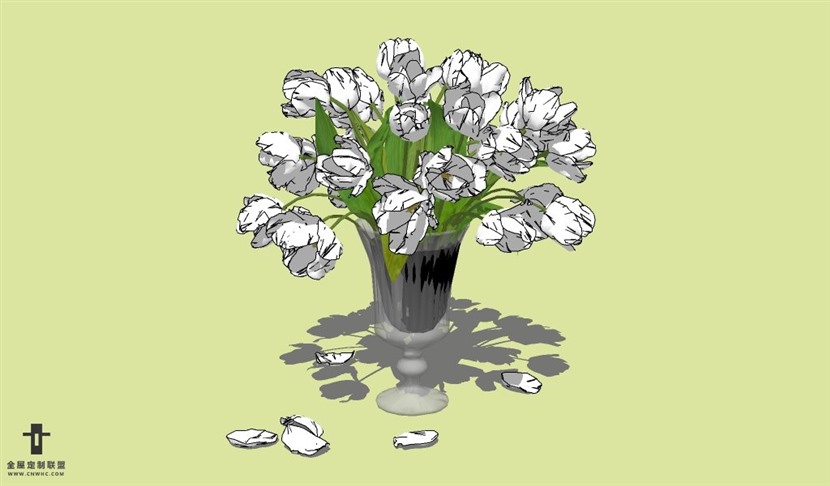 SketchUp草图大师花卉植物花瓶SU模型Vase-018SKP模型