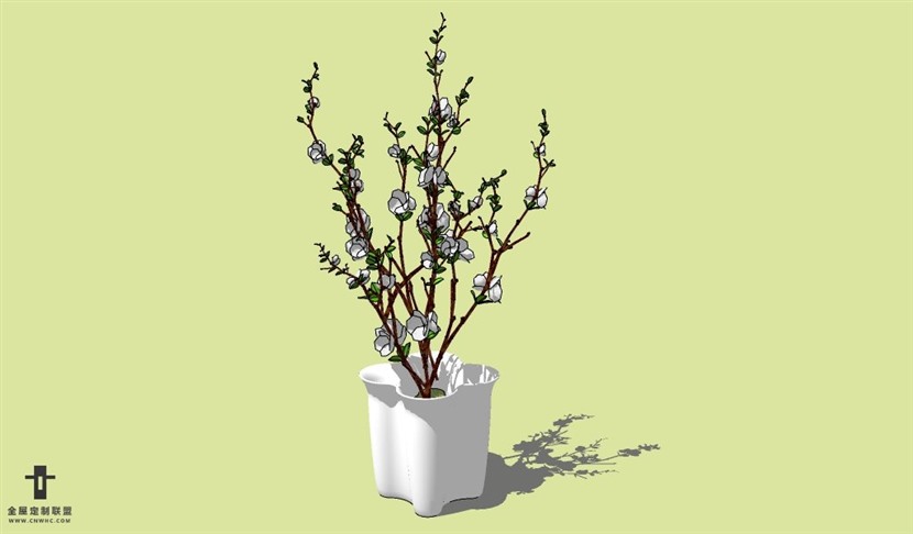 SketchUp草图大师花卉植物花瓶SU模型Vase-045SKP模型