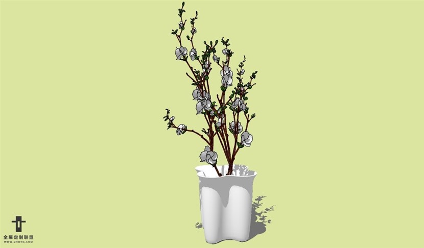 SketchUp草图大师花卉植物花瓶SU模型Vase-049SKP模型