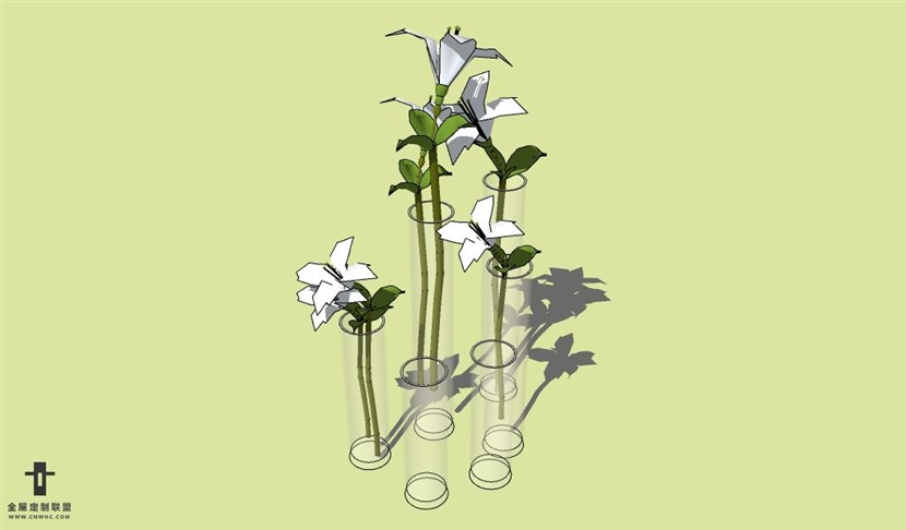 SketchUp草图大师百合花卉花瓶SU模型Vase-065SKP模型