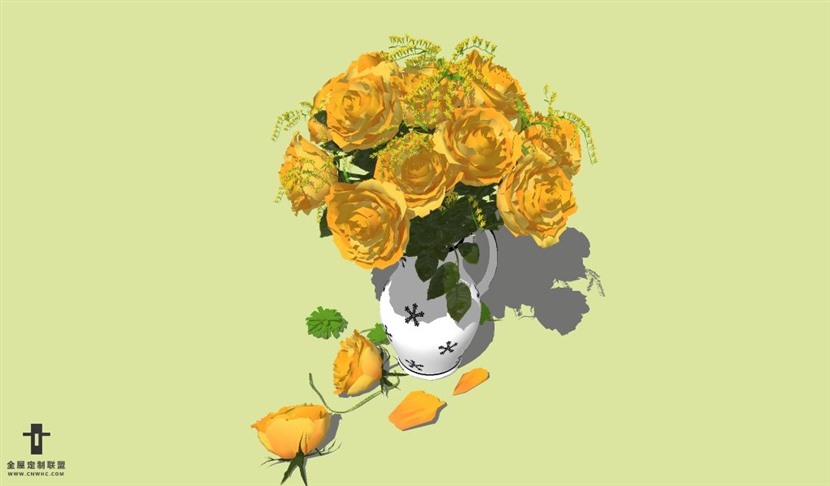 SketchUp草图大师花卉植物花瓶SU模型Vase-067SKP模型