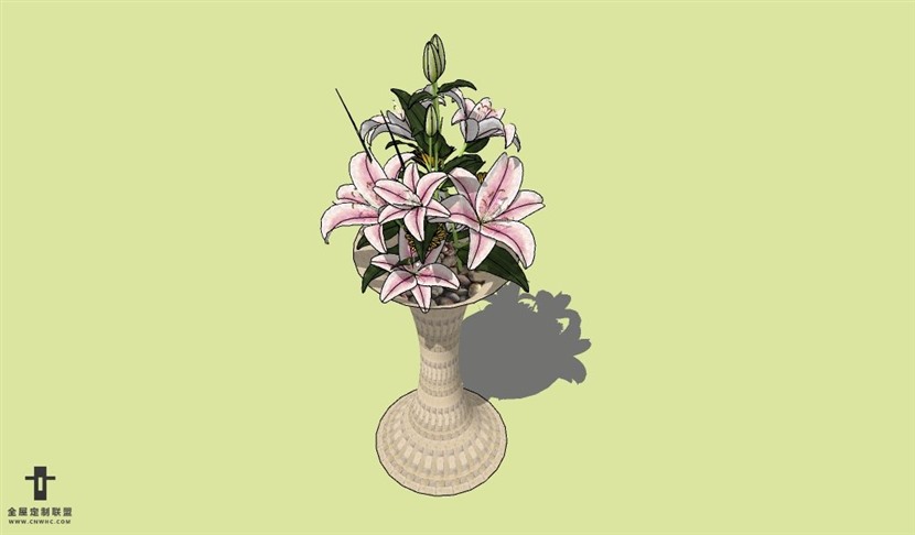 SketchUp草图大师花卉植物花瓶SU模型Vase-071SKP模型